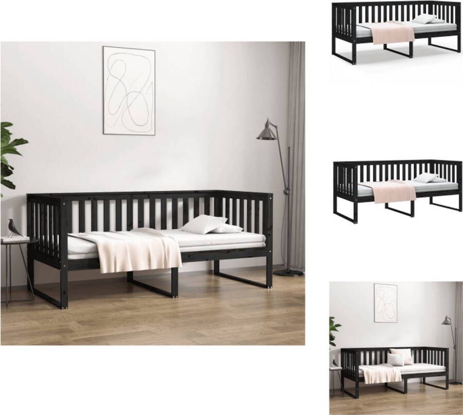 VidaXL Slaapbank Slaapbanken Bedbank Bed Slaapbank 90x200 cm massief grenenhout zwart - Foto 2