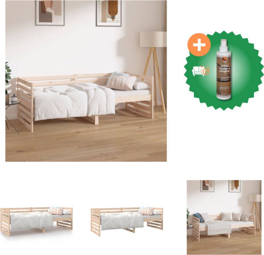 VidaXL Slaapbank Grenenhout 3-zijdig bedhek Lattenbodem Veelzijdig en met opbergruimte 203.5x85.5x68.5cm Bed Inclusief Houtreiniger en verfrisser