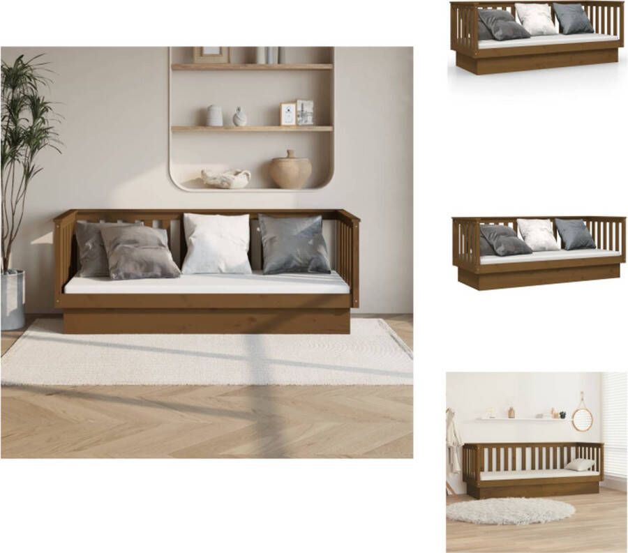 VidaXL Slaapbank Grenenhout Bedbank 197.5 x 97 x 76 cm 3-zijdig bedhek Honingbruin Bed - Foto 1