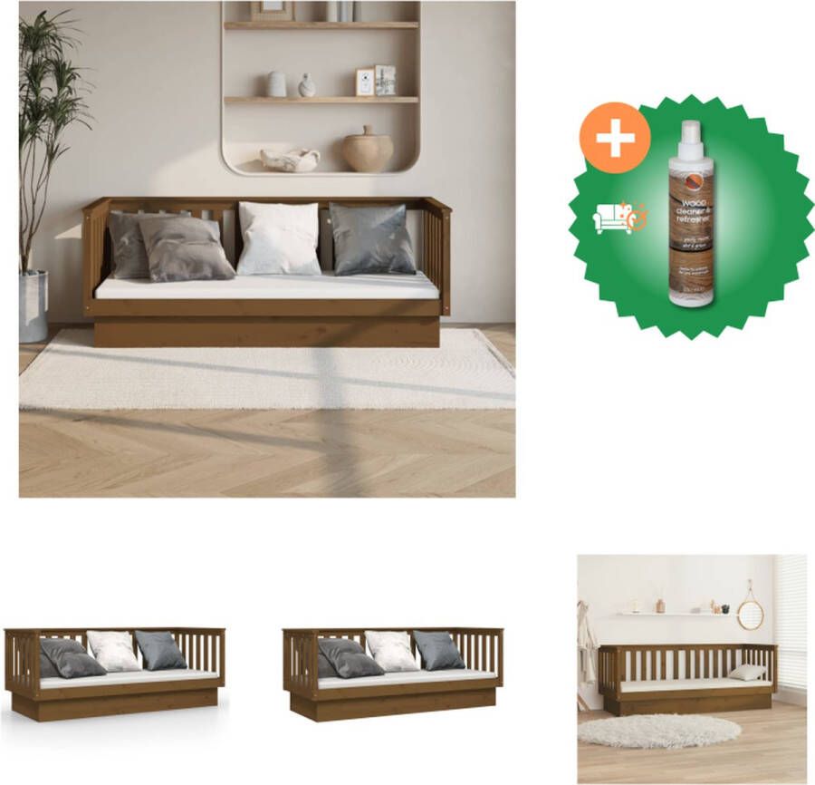 vidaXL Slaapbank Grenenhout Bedbank 197.5 x 97 x 76 cm 3-zijdig bedhek Honingbruin Bed Inclusief Houtreiniger en verfrisser