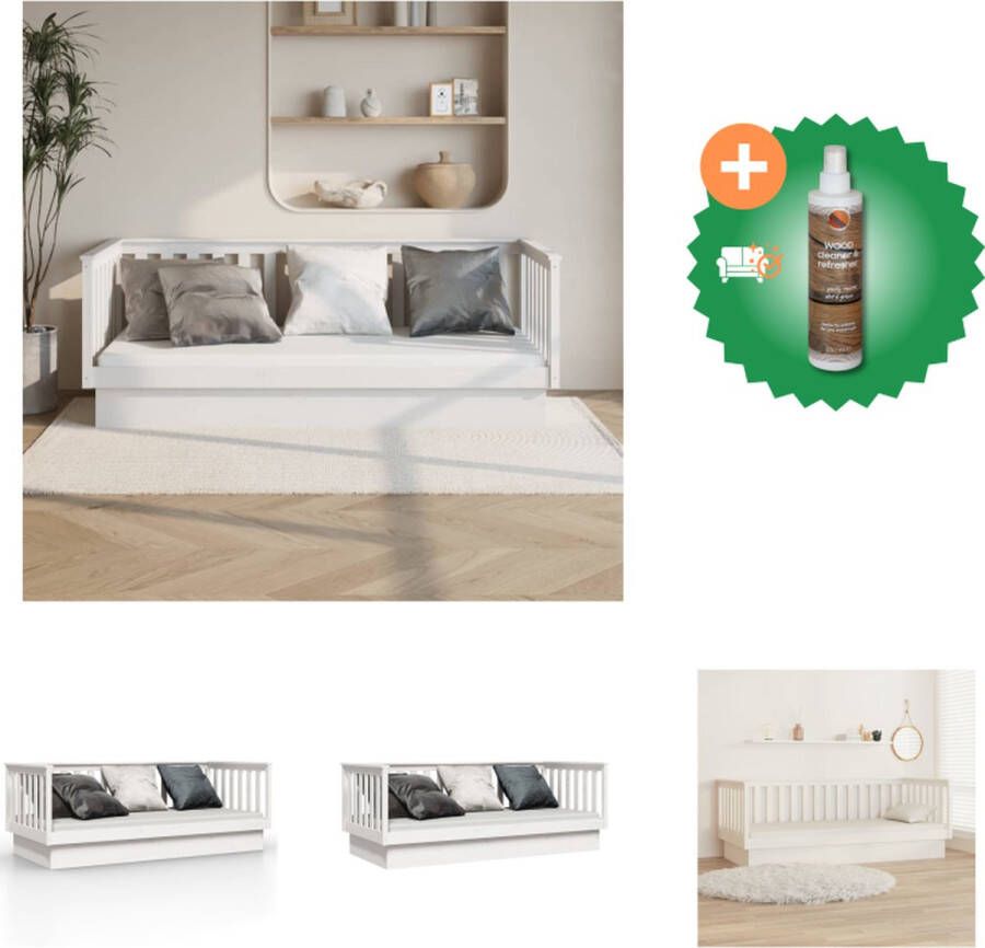 VidaXL Slaapbank Grenenhout Bedbank 207.5 x 107 x 76 cm 3-zijdig bedhek Wit Bed Inclusief Houtreiniger en verfrisser