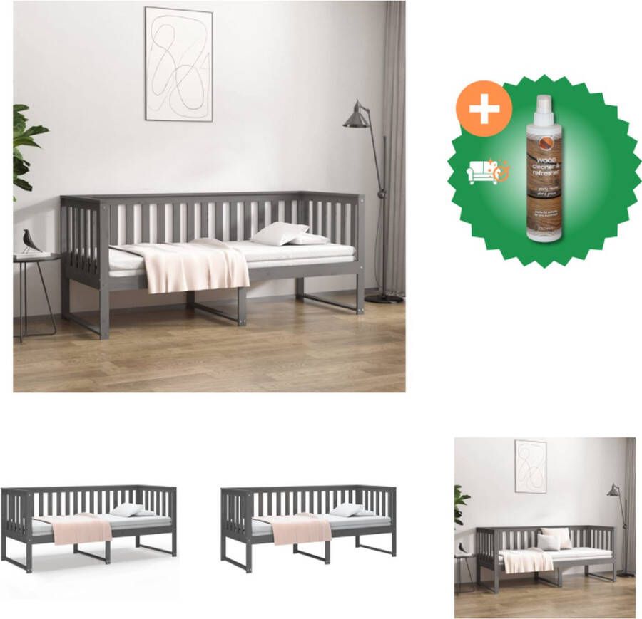 VidaXL Slaapbank Grenenhout Grijs 197 x 81 x 90 cm Klassiek ontwerp Bed Inclusief Houtreiniger en verfrisser - Foto 2