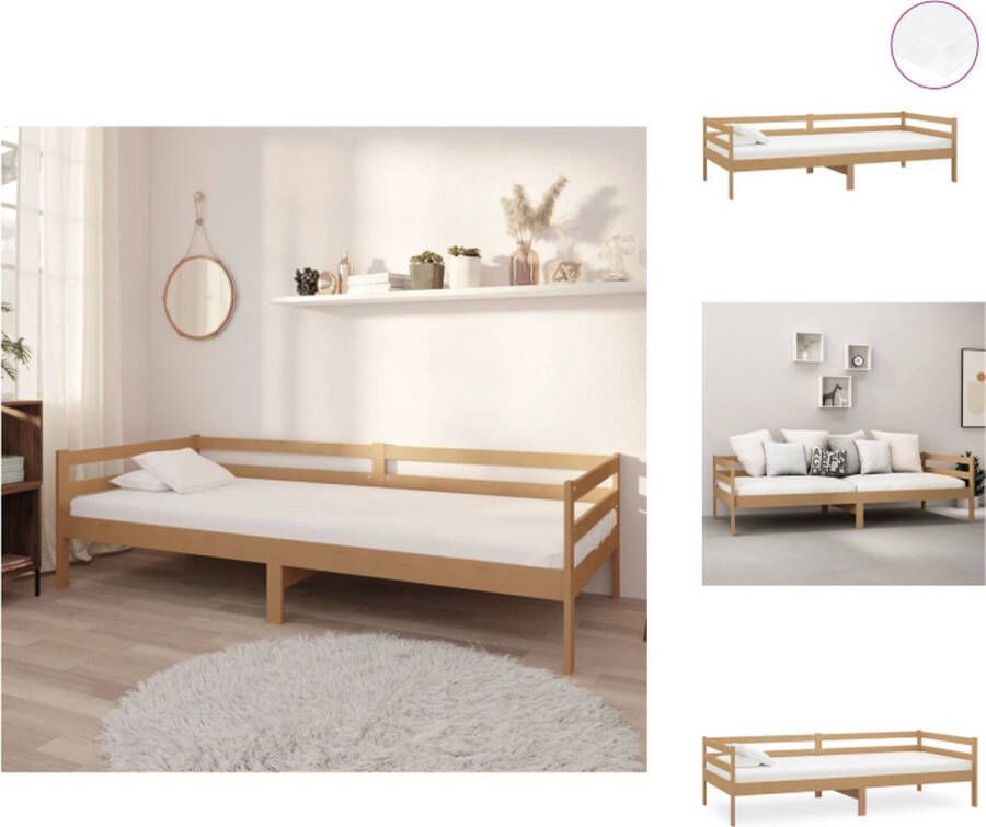 VidaXL Bedbank Bedbanken Bed Bank Bed Banken Slaapbank met matras massief grenenhout honingbruin 90x200 cm - Foto 2