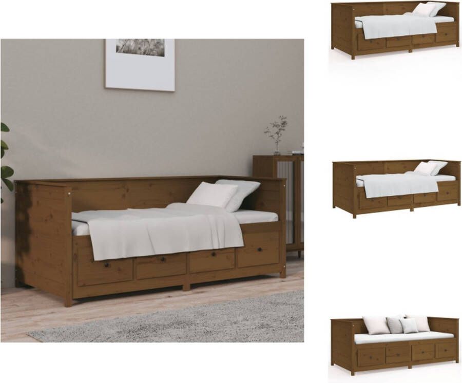 VidaXL Slaapbank Grenenhout Honingbruin 207.5 x 107 x 80 cm Opbergruimte Bed