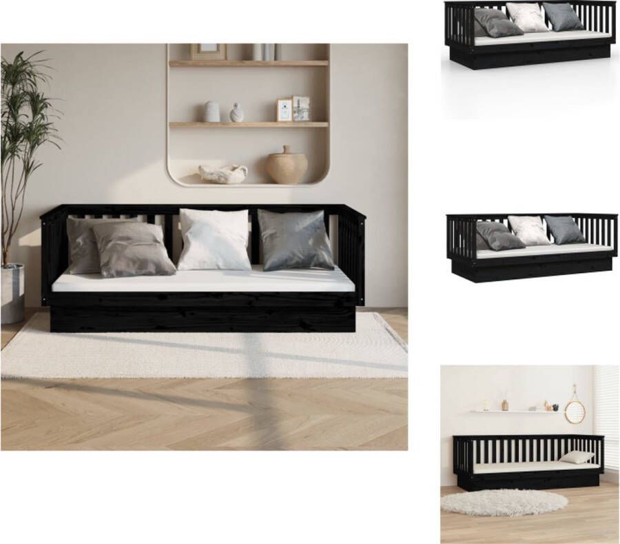 vidaXL Slaapbank Grenenhout Logeerbed 207.5x97x76 cm 3-zijdig bedhek Bed