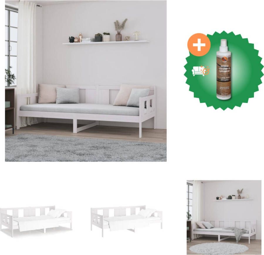 VidaXL Slaapbank Grenenhout Massief hout Wit 203.5 x 96 x 69.5 cm Geschikt voor 90 x 200 cm matras Bed Inclusief Houtreiniger en verfrisser