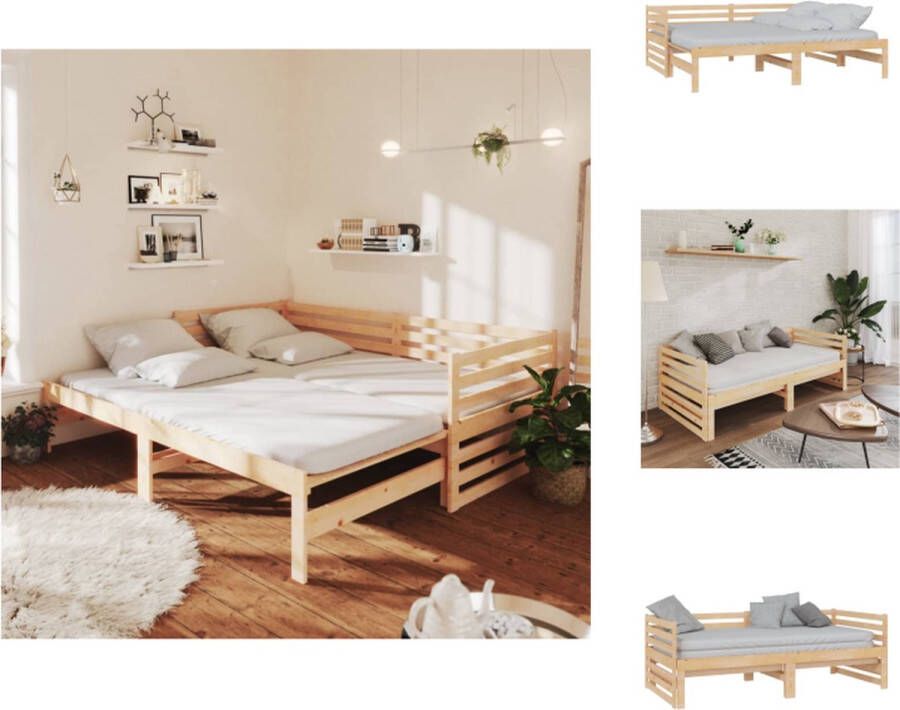 VidaXL Bedbank Bedbanken Bed Bank Bed Banken Slaapbank uitschuifbaar massief grenenhout 2x(90x200) cm - Foto 2