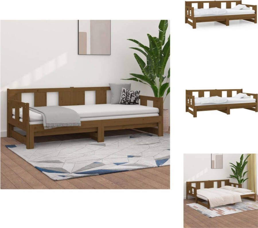 VidaXL Slaapbank Grenenhout Omkeerbaar Ontwerp Ruimtebesparend Honingbruin 203.5 x 160 x 69.5 cm Bed