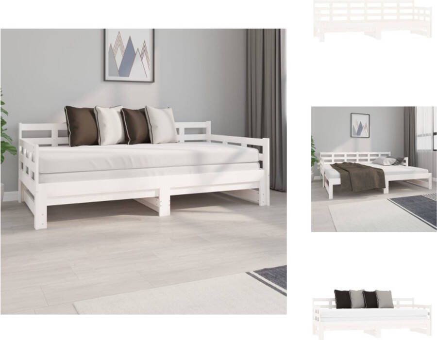 VidaXL Slaapbank Grenenhout Omkeerbaar ontwerp Ruimtebesparend Wit 193.5 x 185 x 69.5 cm Voor matras 90 x 190 cm 2 matrassen vereist Bed