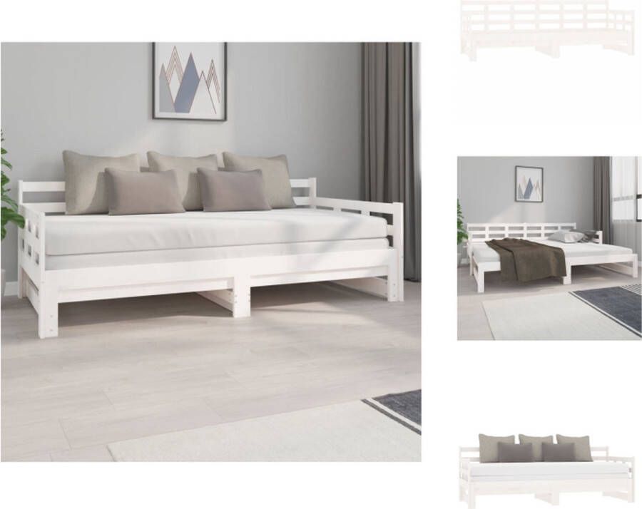 VidaXL Slaapbank Grenenhout Omkeerbaar ontwerp Ruimtebesparend Wit 203.5 x 185 x 69.5 cm Geschikt voor 90 x 200 cm matrassen Bed
