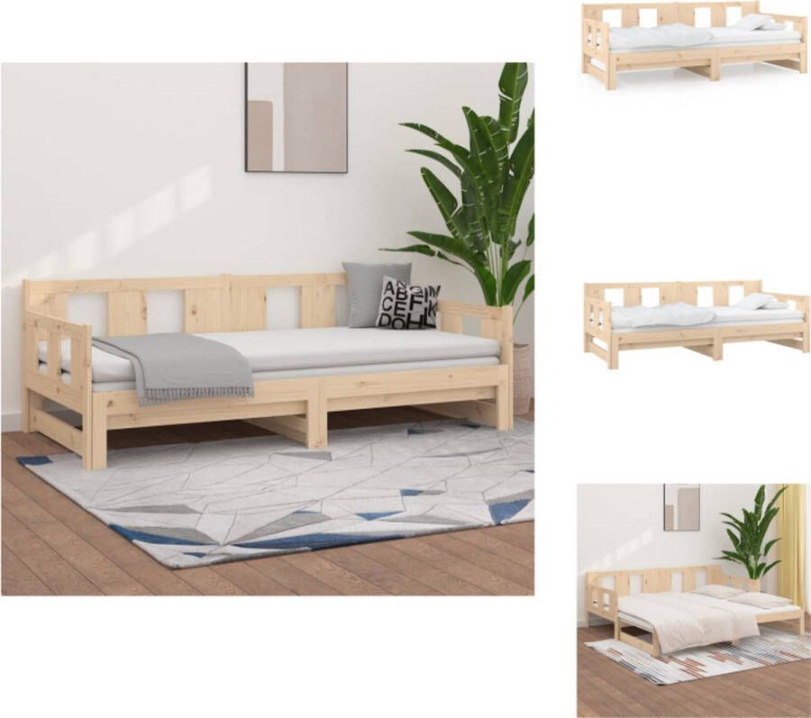 The Living Store Slaapbank uitschuifbaar massief grenenhout 2x(90x190) cm Uitschuifbare Slaapbank Uitschuifbare Slaapbanken Bedbank Bed Bedframe Houten Bedframe Bedbodem Slaapmeubel Ledikant Bedbanken Bedden - Foto 2