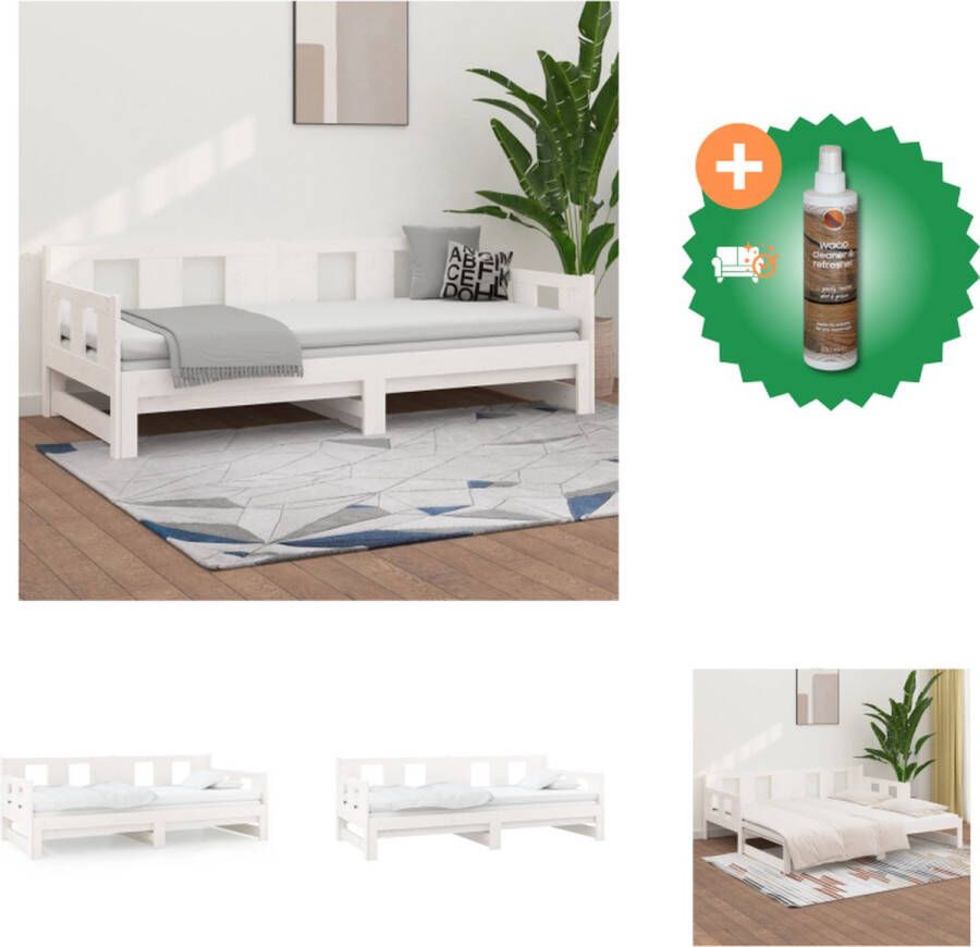 VidaXL Slaapbank Grenenhout Uitschuifbaar Wit 203.5x181x68.5cm (LxBxH) Geschikt voor 90x200cm matras (excl ) Met montagehandleiding Bed Inclusief Houtreiniger en verfrisser - Foto 11
