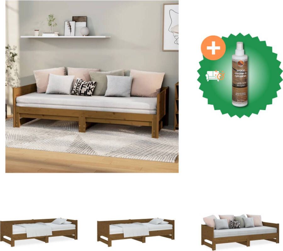VidaXL Slaapbank uitschuifbaar grenenhout honingbruin 2x(90x200) cm Bed Inclusief Houtreiniger en verfrisser