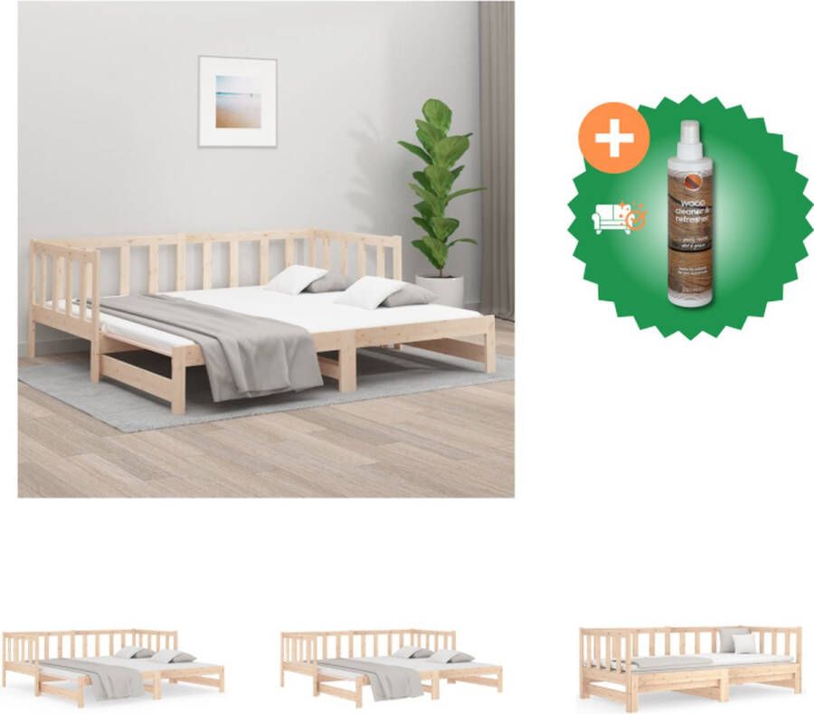 VidaXL Slaapbank Grenenhout Uitschuifbaar Massief 193.5 x 181 x 66 cm Geschikt voor 90x190 cm matras 2 stuks vereist Bed Inclusief Houtreiniger en verfrisser