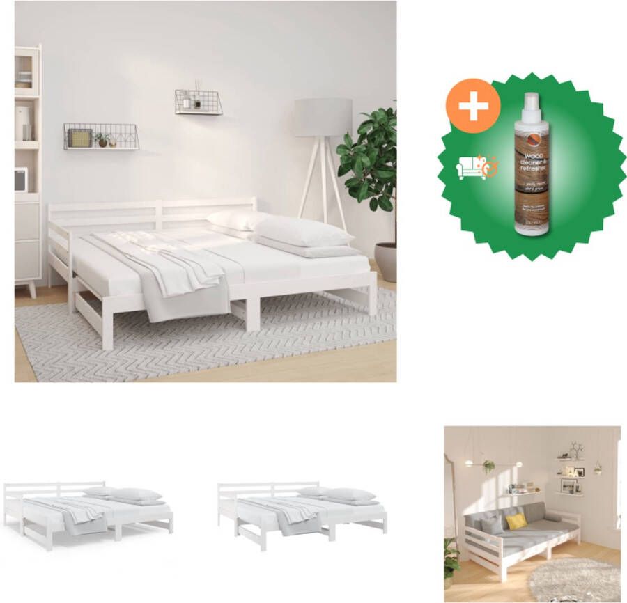 VidaXL Slaapbank Grenenhout Uitschuifbaar Wit 193.5 x 181 x 69.5 cm Geschikt voor 90x190 matrassen Inclusief 2x montagehandleiding Bed Inclusief Houtreiniger en verfrisser