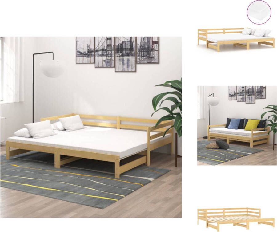 The Living Store Slaapbank uitschuifbaar massief grenenhout 2x(90x200) cm Bedbank Bedbanken Bed Bank Bed Banken Slaapbank Slaapbanken Slaap Bank Slaap Banken Houten Bedbank Houten Bedbanken Houten Slaapbank - Foto 3
