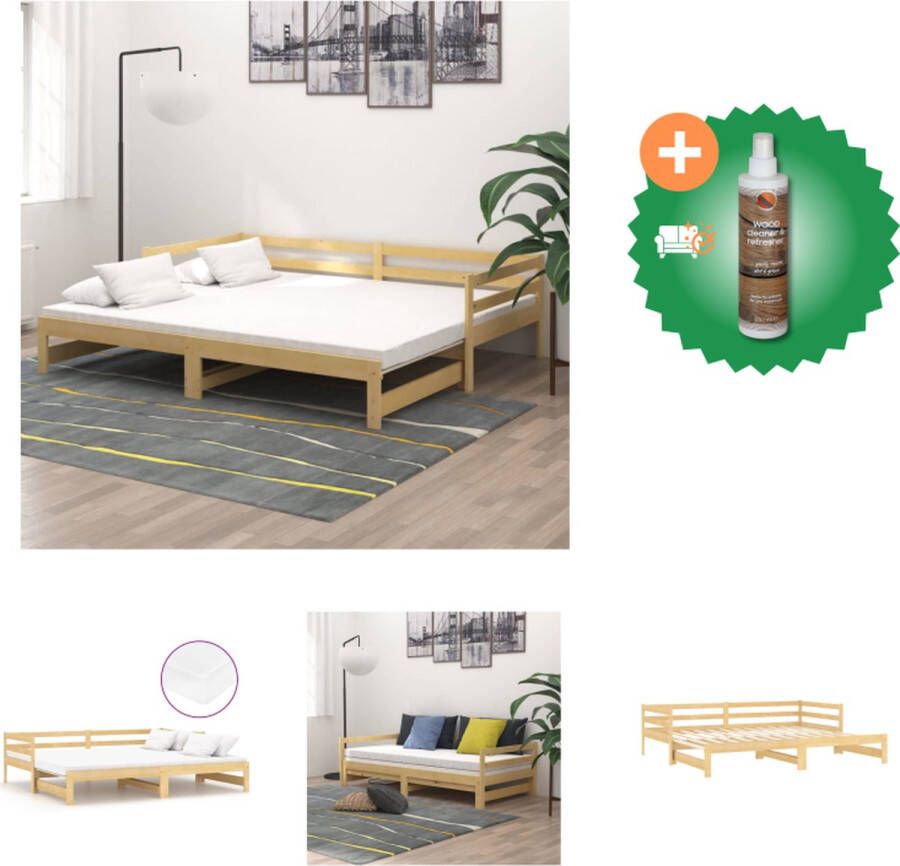 VidaXL Slaapbank Grenenhout Wit 203x184x56 cm Inclusief 2 matrassen Bed Inclusief Houtreiniger en verfrisser