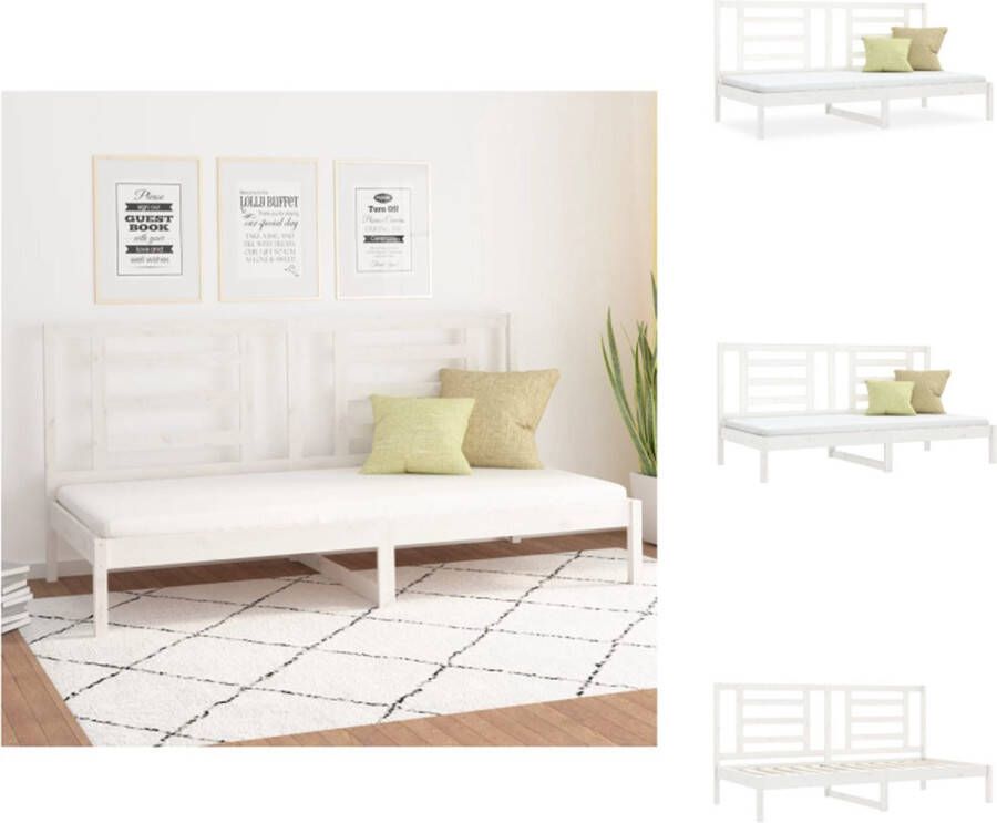 The Living Store Slaapbank 80x200 cm massief grenenhout wit Slaapbank Slaapbanken Bedbank Bed Bedframe Houten Bedframe Bedbodem Logeerbed Slaapmeubel Ledikant Bedbanken - Foto 2