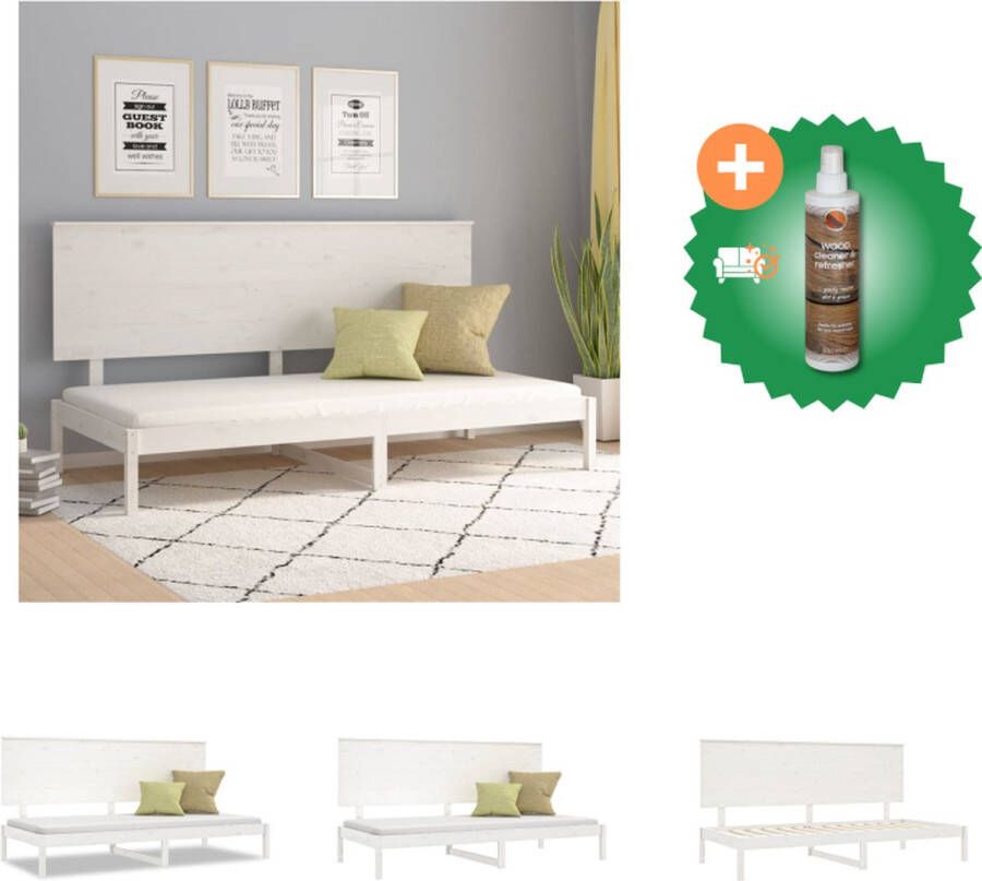 VidaXL Slaapbank Massief Grenenhout Logeerbed Lattenbodem Comfortabele ondersteuning Veelzijdig Extra opbergruimte Wit 205.5 x 96 x 100 cm Geschikte matras 90 x 200 cm Bed Inclusief Houtreiniger en verfrisser - Foto 4