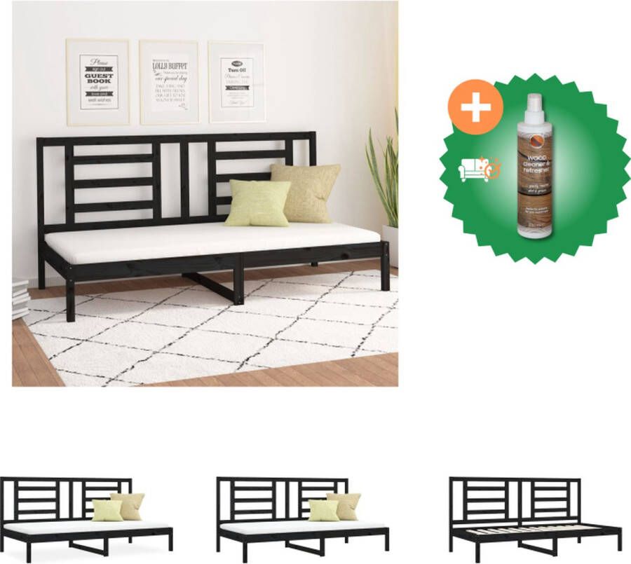VidaXL Slaapbank Grenenhout Zwart 205.5 x 96 x 100 cm Lattenbodem Bed Inclusief Houtreiniger en verfrisser