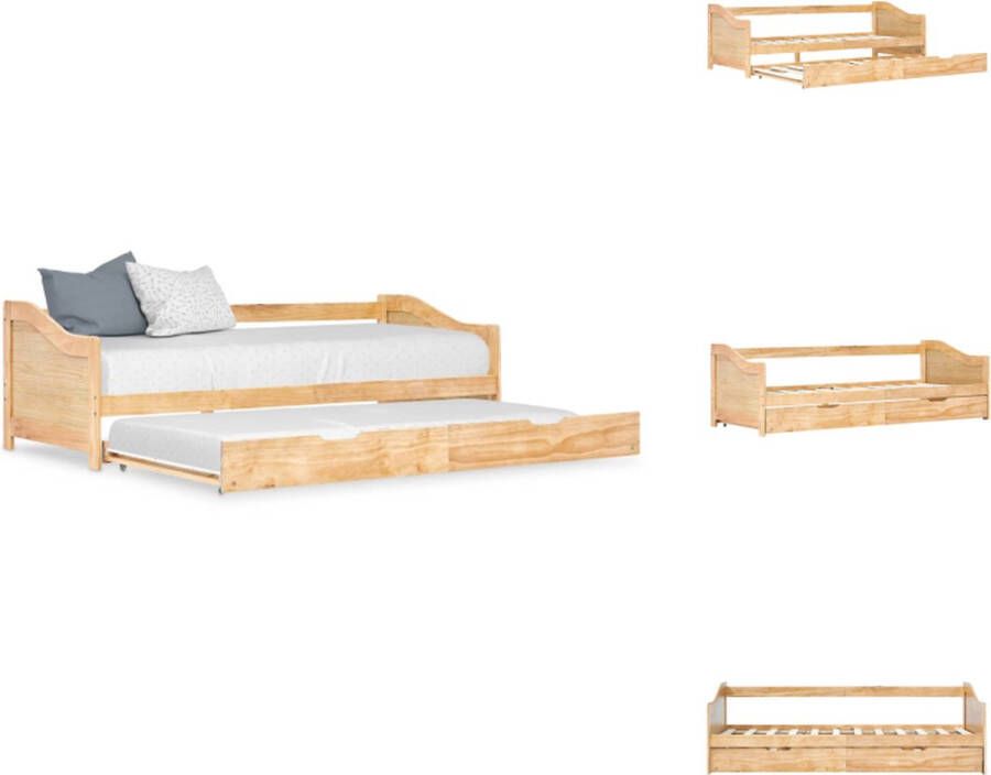 VidaXL Bedbankframe Bedbankframes Frame Met Slaapbank Frames Met Slaapbanken Bedbankframe uittrekbaar grenenhout 90x200 cm - Foto 2
