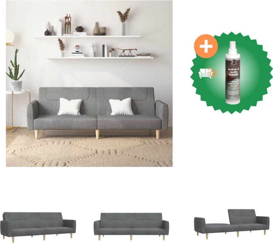 VidaXL Slaapbank Grijze Stof 220 x 84.5 x 69 cm Verstelbare Rugleuning Eenvoudig Om te Bouwen Bank Inclusief Reiniger