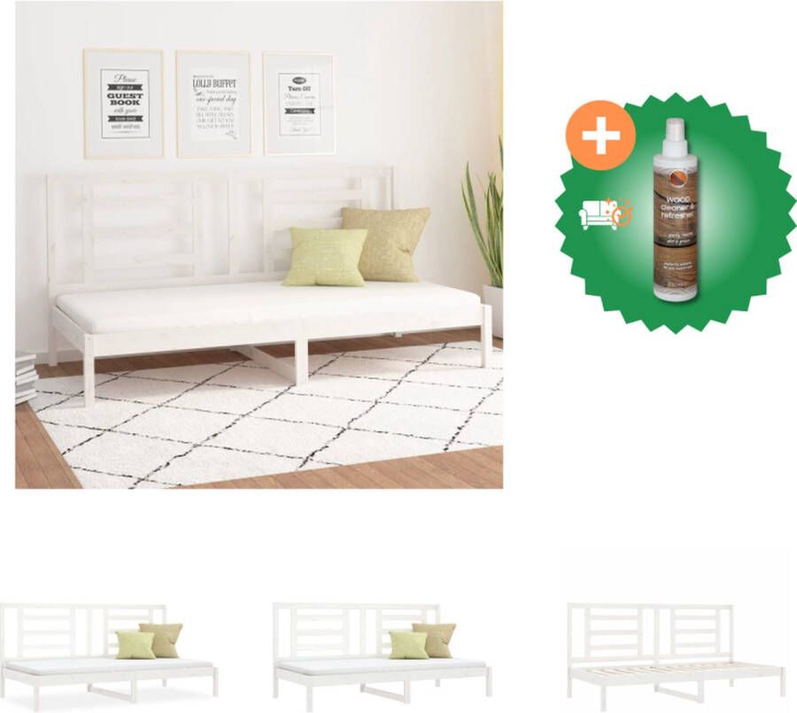 VidaXL Slaapbank Massief Grenenhout Logeerbed Lattenbodem Comfortabele ondersteuning Veelzijdig Extra opbergruimte Wit 205.5 x 96 x 100 cm Geschikte matras 90 x 200 cm Bed Inclusief Houtreiniger en verfrisser - Foto 5