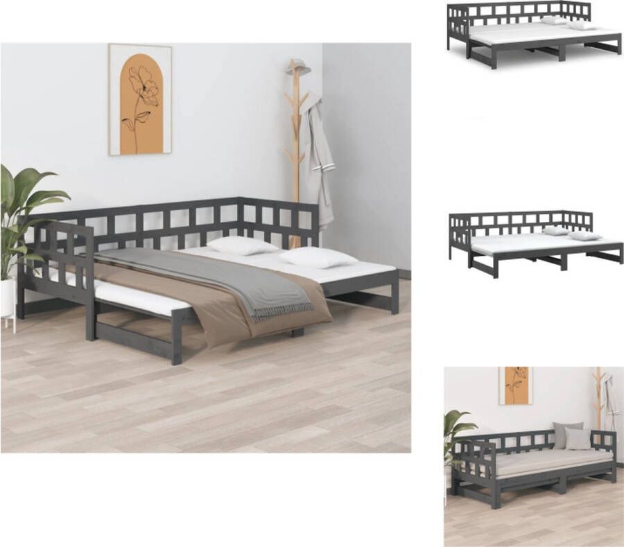 VidaXL Slaapbank Hout Uitschuifbaar Zijwand Grijs 194x181x69cm Bed