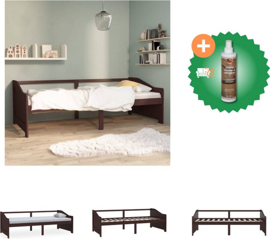 VidaXL Slaapbank Houten Donkerbruin 204 x 98 x 66 cm Logeerbed en Bank Montage vereist Bed Inclusief Houtreiniger en verfrisser