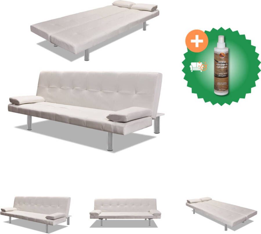 VidaXL Slaapbank Houten frame Crèmewit 168 x 77 x 61.5 64 66 cm (L x B x H) 3 verstelbare posities Bank Inclusief Houtreiniger en verfrisser