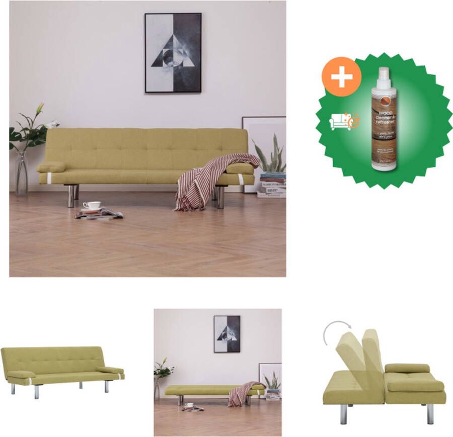 VidaXL Slaapbank Houten Frame Groen 168 x 77 x (61.5 64 66) cm 3 Verstelbare posities Bank Inclusief Houtreiniger en verfrisser