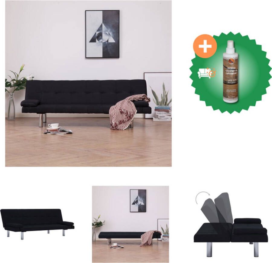 VidaXL Slaapbank Houten Frame Zwart 168 x 77 x (61.5 64 66) cm 3 Verstelbare Posities Bank Inclusief Houtreiniger en verfrisser