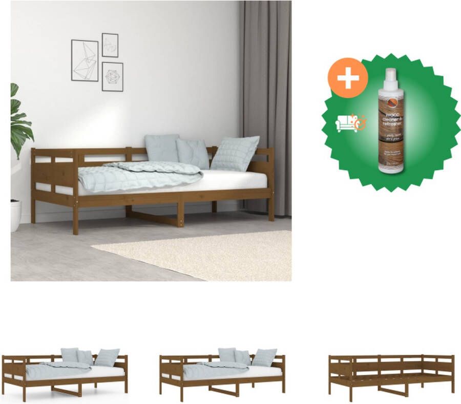 VidaXL Rustiek Massief Grenenhouten Bedframe 193.5 x 96 x 69.5 cm Honingbruin 90 x 190 cm Stevige lattenbodem Bed Inclusief Houtreiniger en verfrisser - Foto 3