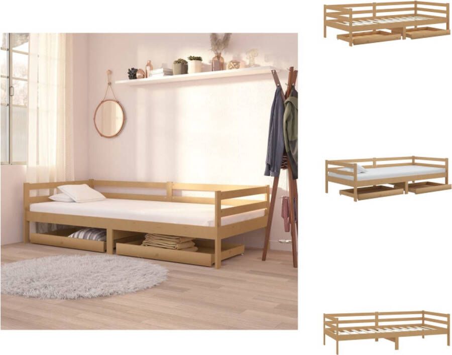 VidaXL Slaapbank Houten Honingbruin 204x98x57cm Massief grenenhout Bed