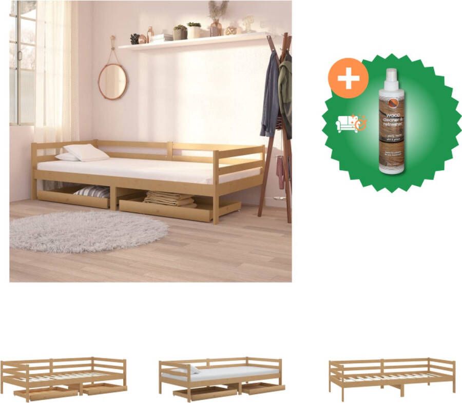 VidaXL Slaapbank Houten slaapbank 204 x 98 x 70 cm Honingbruin Massief grenenhout Bed Inclusief Houtreiniger en verfrisser