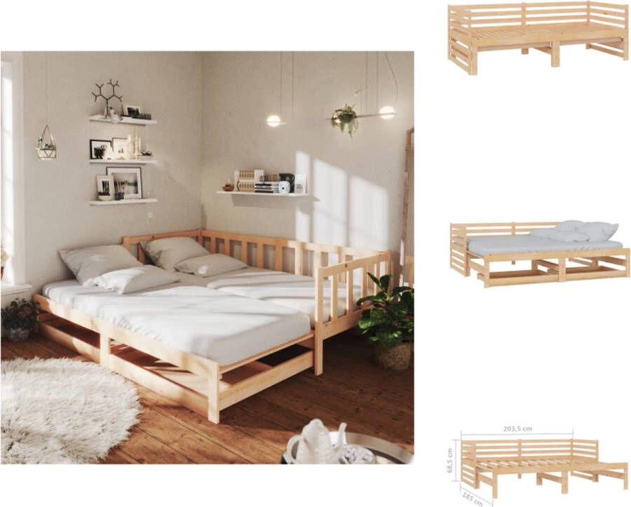 VidaXL Slaapbank Houten Massief grenenhout 203.5 x 185 x 68.5 cm Functioneel en stijlvol Bed