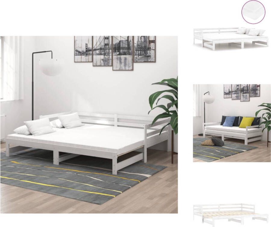 VidaXL Slaapbank Houten Slaapbank 203 x 184 x 56 cm Wit Inclusief 2 matrassen Bed