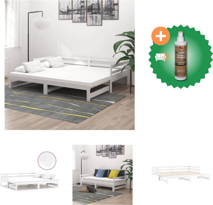 VidaXL Slaapbank Houten Slaapbank 203 x 184 x 56 cm Wit Inclusief 2 matrassen Bed Inclusief Houtreiniger en verfrisser