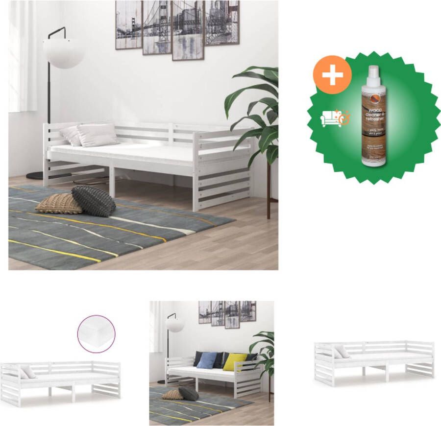 VidaXL Slaapbank Houten Slaapbank 203 x 98 x 68 cm Matras 90 x 200 x 16 cm Wit Bed Inclusief Houtreiniger en verfrisser