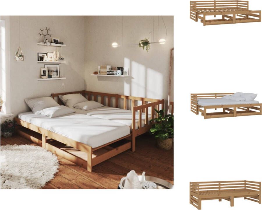 vidaXL Slaapbank Houten Slaapbank 203.5 x 185 x 68.5 cm Honingbruin Bed