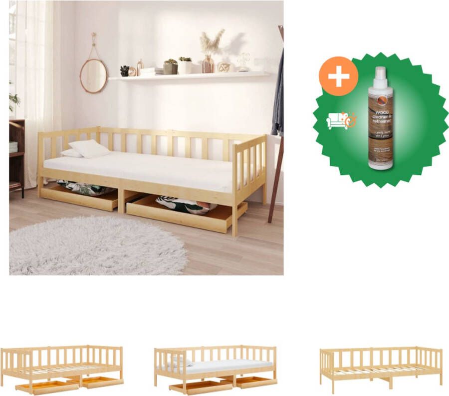VidaXL Slaapbank Grenenhout 204 x 98 x 57 cm Logeerbed op wieltjes Bed Inclusief Houtreiniger en verfrisser