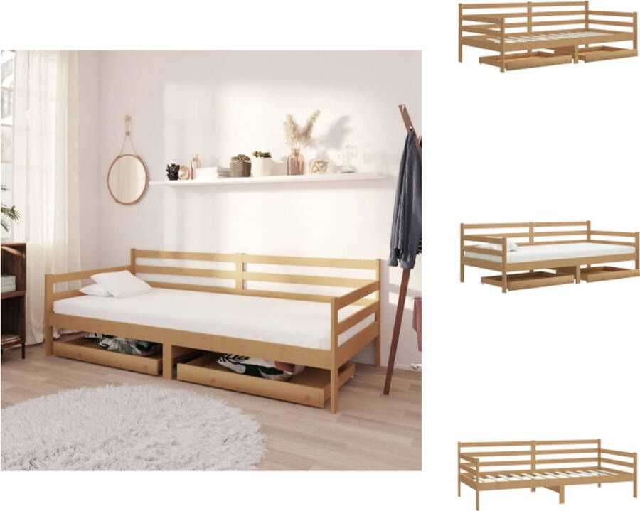 VidaXL Slaapbank Houten slaapbank 204 x 98 x 70 cm Honingbruin Massief grenenhout Bed - Foto 1