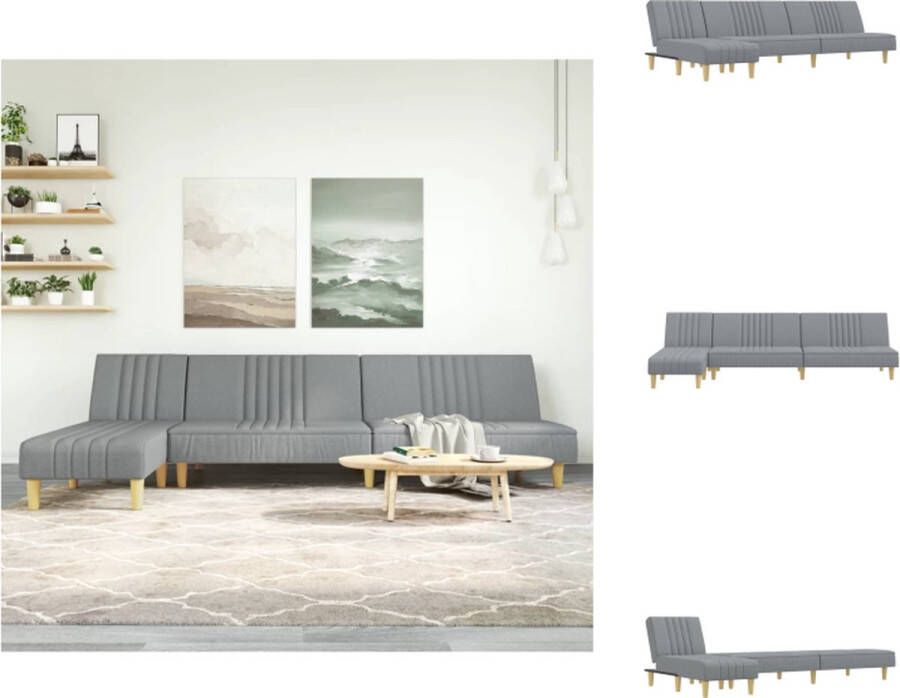 VidaXL L-vormige Slaapbank L-vormige Slaapbanken Slaapbank L-vormig 255x140x70 cm stof lichtgrijs - Foto 2
