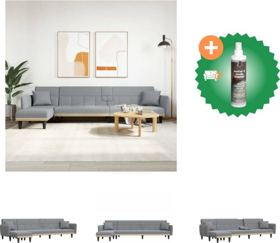 VidaXL Slaapbank L-vormig 275x140x70 cm stof lichtgrijs Bank Inclusief Reiniger