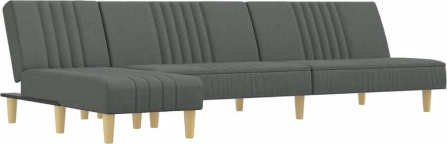 VidaXL -Slaapbank-L-vormig-255x140x70-cm-stof-donkergrijs