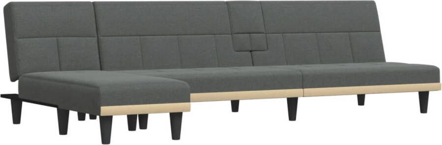 VidaXL L-vormige Slaapbank Donkergrijs 255x140x70 cm Slaapbank L-vormig Sofa Hoekbank Multifunctionele Meubels Designmeubel