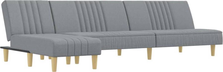VidaXL -Slaapbank-L-vormig-255x140x70-cm-stof-lichtgrijs