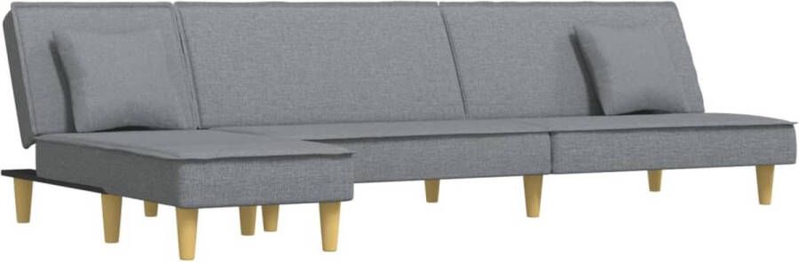 VidaXL -Slaapbank-L-vormig-255x140x70-cm-stof-lichtgrijs
