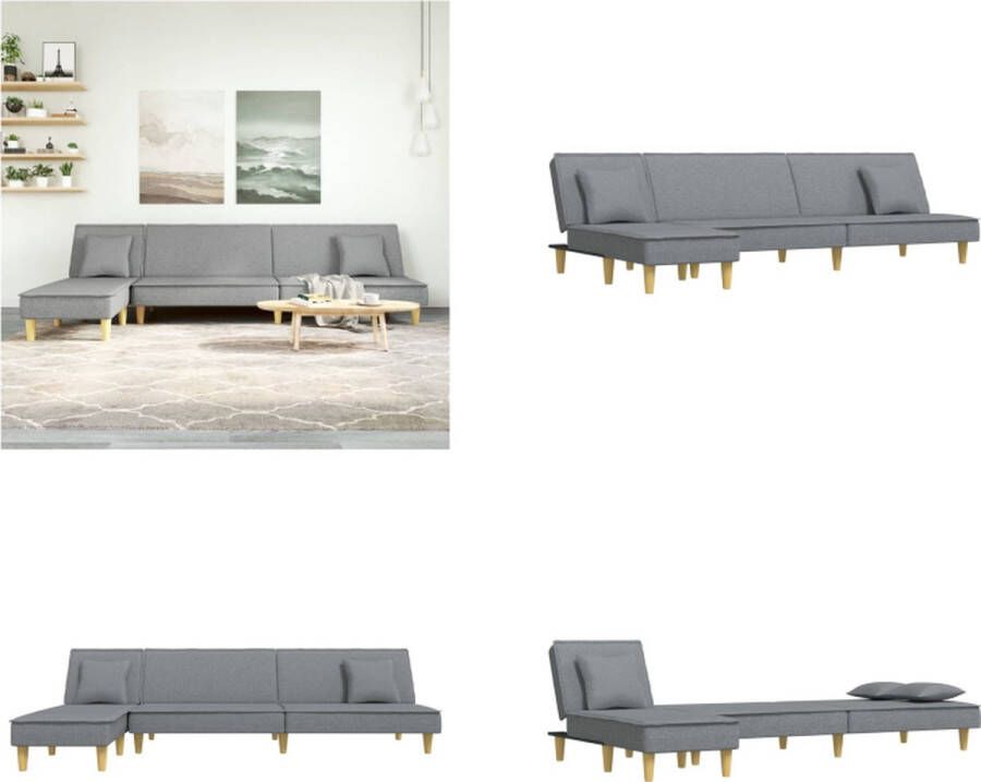 VidaXL Slaapbank L-vormig 255x140x70 cm stof lichtgrijs L-vormige Slaapbank L-vormige Slaapbanken Slaapbank