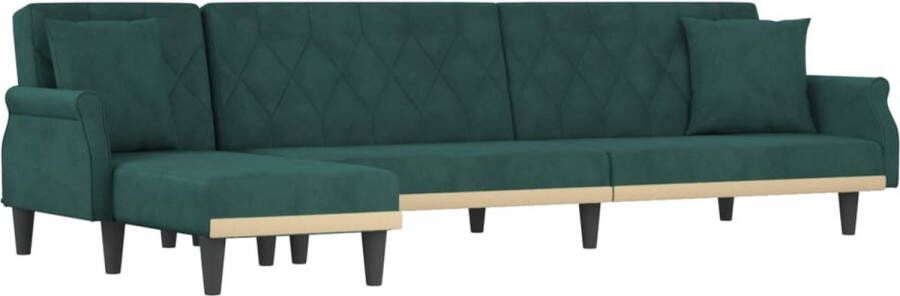 VidaXL L-vormige slaapbank fluweel donkergroen Slaapbank Hoekbank Lounge Set Donkere Kleuren Fluweel Sofa